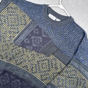 Vintage Mens Store At Sears Pullover Sweater Mens XL Blue Geometric Grandpa 90's
